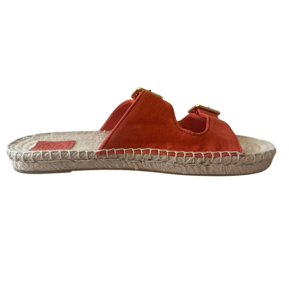 Tory Burch Orange‎ Suede Two Band Espadrille Sandals 8.5